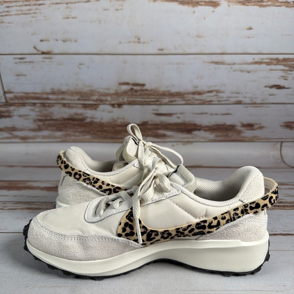 Womens Nike Waffle Debut Leopard Sail Sesame Black HF1856-001 Size 6 - Picture 6 of 9